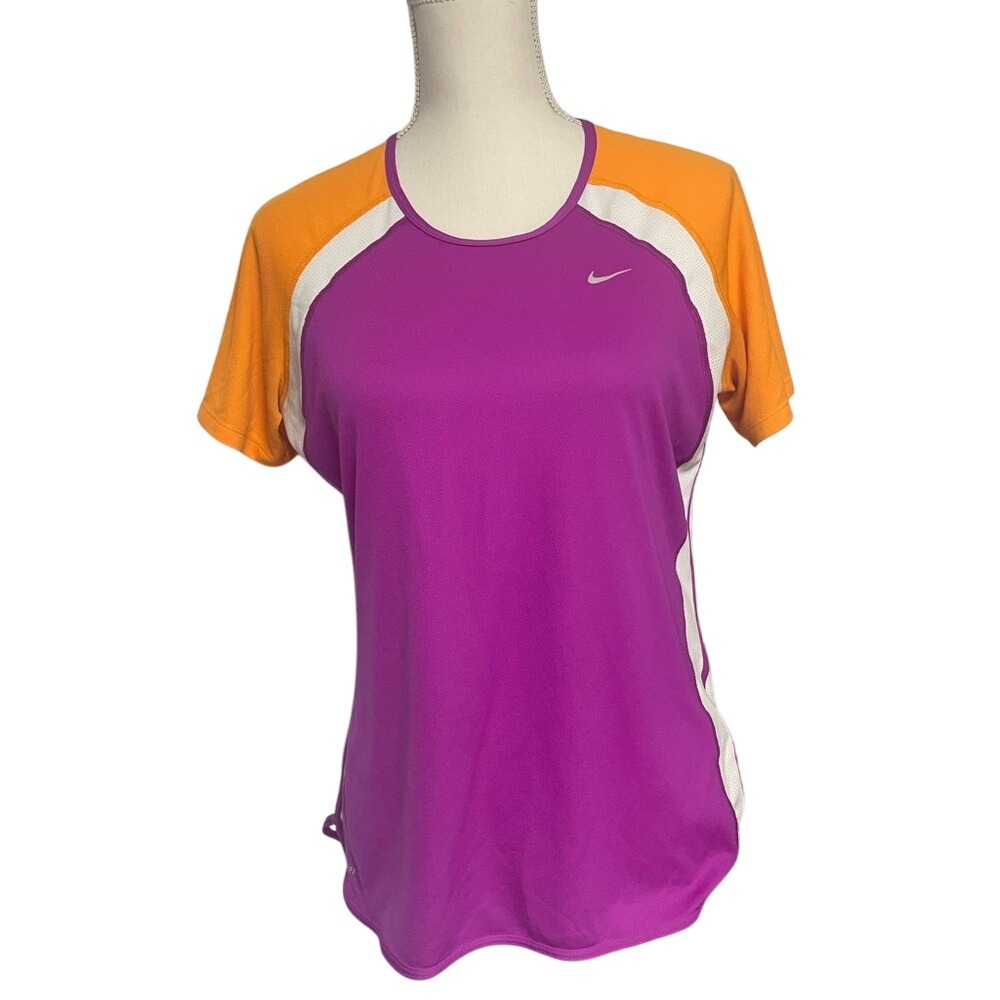 Nike Dri Fit Purple Orange Short Sleeve Performance‎ Shirt Women's Large